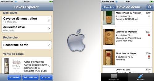 Gestion de cave a vin pour iPhone