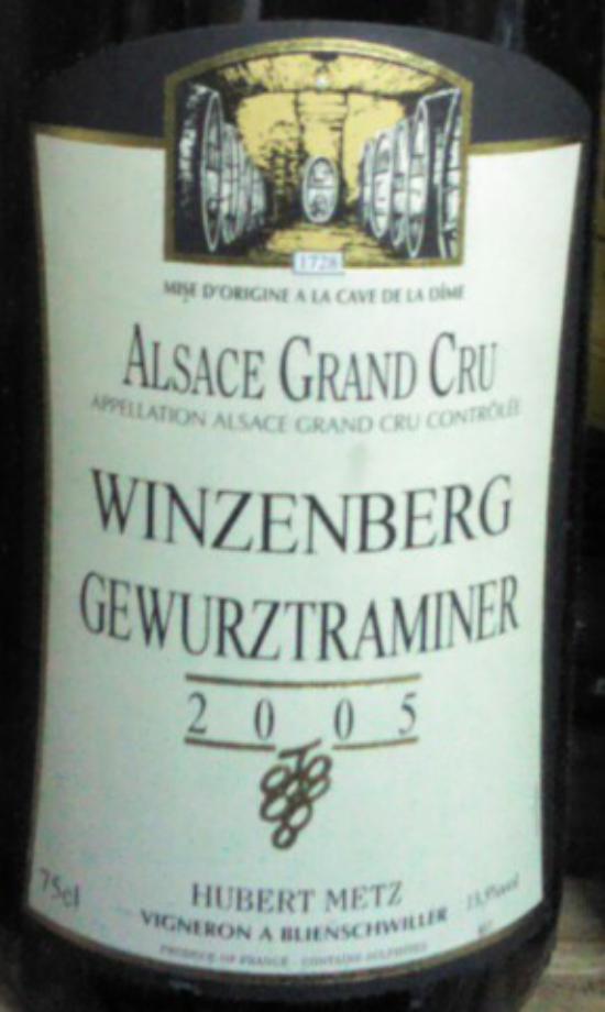Alsace Grand Cru Winzenberg